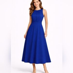 Calvin Klein Women’s Dark Blue Fit & Flare Maxi Dress Size 8 Sleeveless